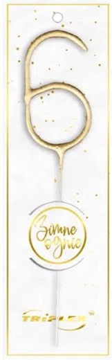 Prskavka číslo 6, zlatá 16,5 cm