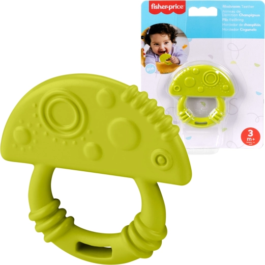 Zelené dětské kousátko ve tvaru houbičky – měkké a texturované FISHER-PRICE