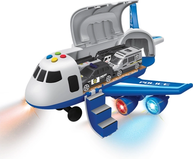Policejní letadlo s garáží 2v1 se světly a zvuky