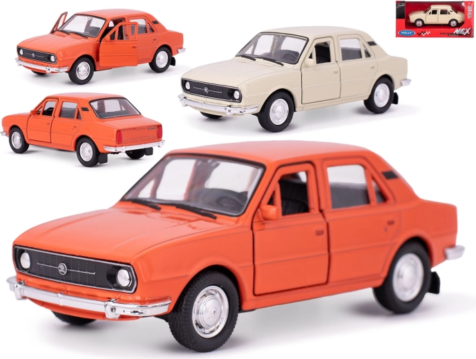 Kovový model auta Škoda 105L 1976 s natahovacím zpětným chodem – Welly 1:36