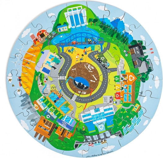 Kruhové dřevěné puzzle Recyklace – BIGJIGS TOYS