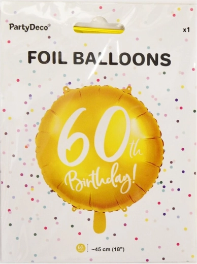 Fóliový balónek číslo 60 zlatý 45 cm