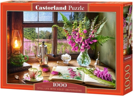 Puzzle 1000 dílků - Zátiší s fialovými lvími pusinkami