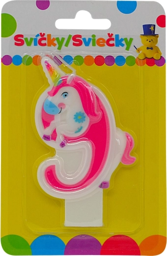 Narozeninová svíčka s jednorožcem – číslo 9