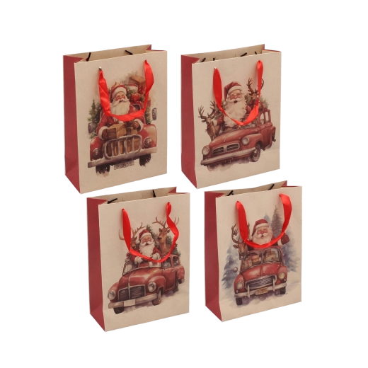 Vánoční dárková taška s motivem Mikuláše 18 × 24 × 8 cm (12 ks)