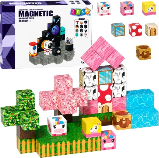 Magnetické kostky pro stavění jednorožci 3D 50 dílů