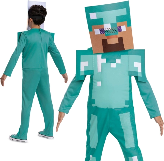 dětský kostým steve v diamantovém brnění Minecraft 127–136 cm (7–8 let)