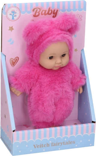 Miminko v kožíšku tmavě růžové 19 cm