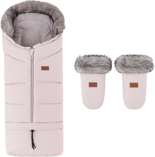 PETITE&MARS zimní fusak Arctic 4v1 s rukavicemi na kočárek Fjora Rose Petal - 2 ks