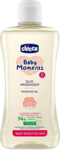 Chicco masážní olej na mléčnou krustu s bavlnou a vitamínem E, Baby Moments Sensitive 200 ml