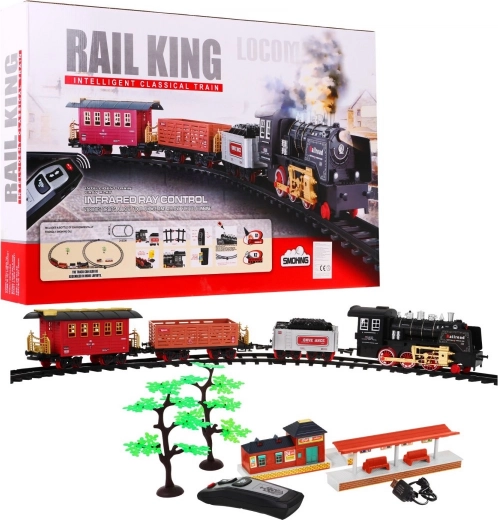 Dálkově ovládaná dětská vláčkodráha se světly a kouřem 3+