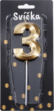 Párty svíčka číslo 3 zlatá