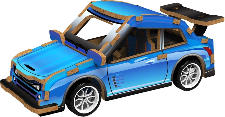 2Kids Toys 3D dřevěná skládačka sportovní auto modré