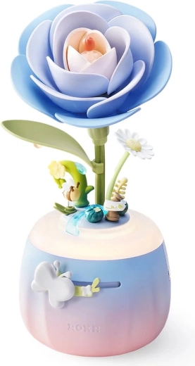 RoboTime 3D mechanická stavebnice noční aromalampy Kamélie modrá