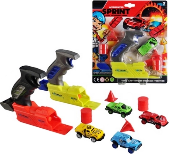 Auto s vystřelovačem a překážkami pro děti