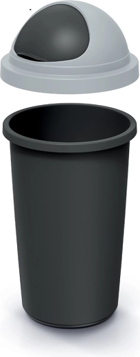 Odpadkový koš s výklopným víkem 30 l, plastový, černo‑šedý