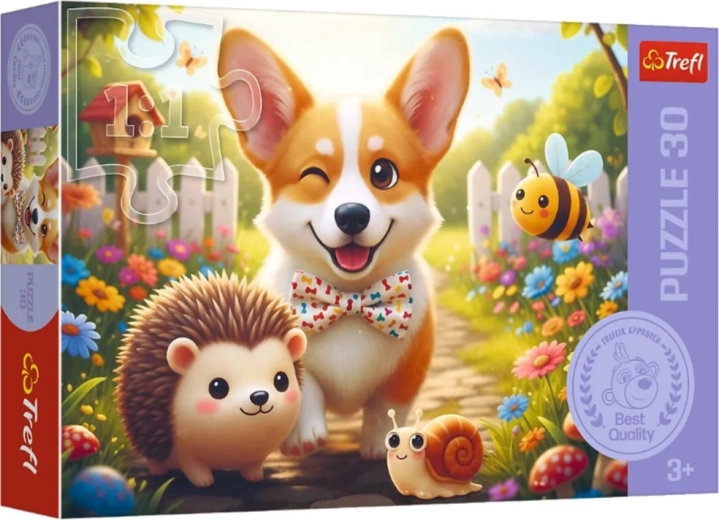 Puzzle 30 dílků – Den s corgim – Trefl