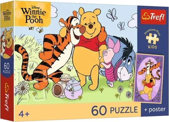 Dětské puzzle PremPlus Kids Kubuś Uśmiech i miód 60 dílků