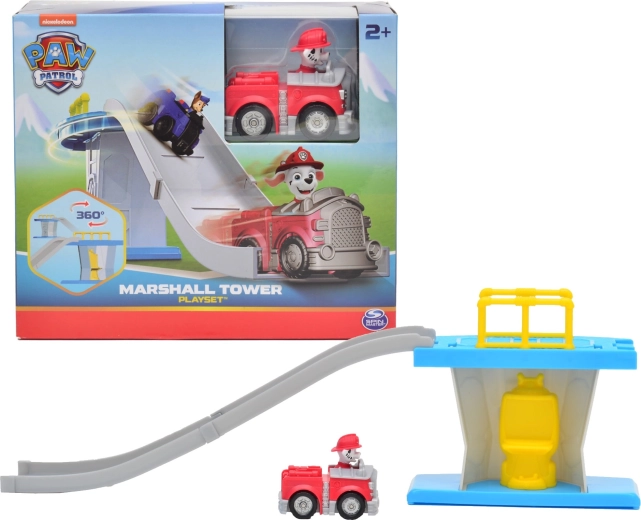 Paw Patrol mini věž s jízdní dráhou a hasičským vozidlem Marshall