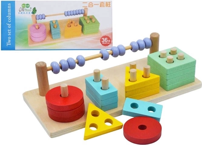 Dřevěná motorická hra s tvary a počítadlem