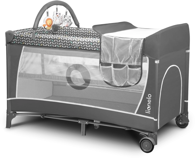 Cestovní postýlka a ohrádka 2v1 LIONELO Flower – Grey