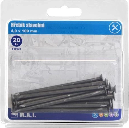 Stavební hřebíky 100 × 4 mm, 20 ks