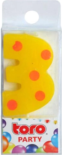 Dortová svíčka číslice 3 TORO, zapichovací, 4,5 cm