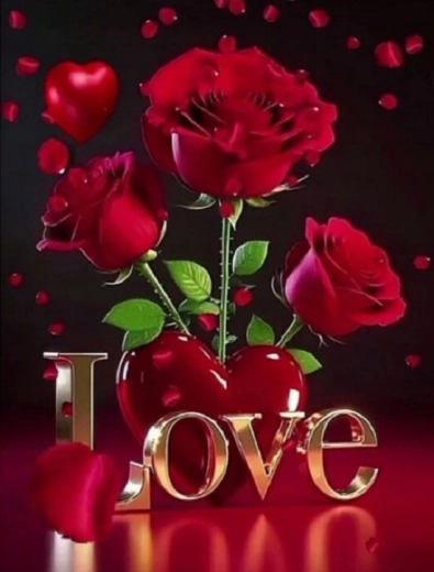 Norimpex diamantové malování červené růže s nápisem Love 30 × 40 cm