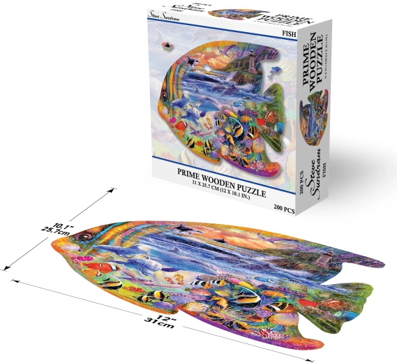 Prime 3D dřevěné puzzle ryba – 200 dílků