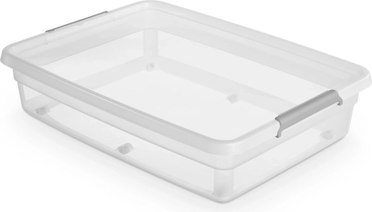 Basestore pojízdný úložný box s víkem a klipsy 60 l