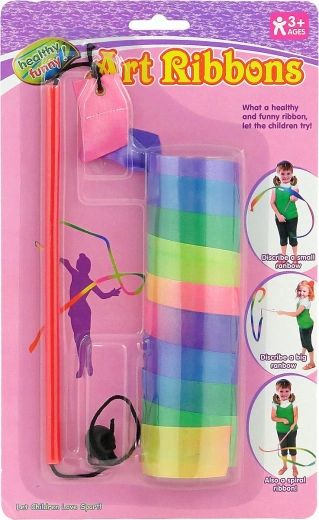 Dětská gymnastická duhová stuha s hůlkou 121 cm