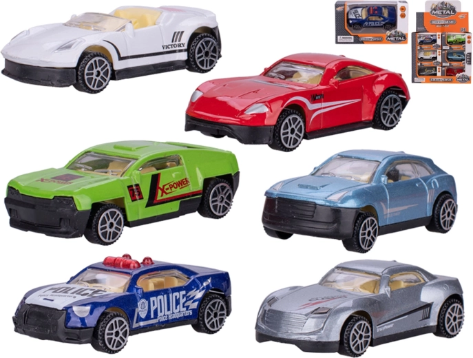 Sada kovových sportovních autíček 7 cm – 24 ks