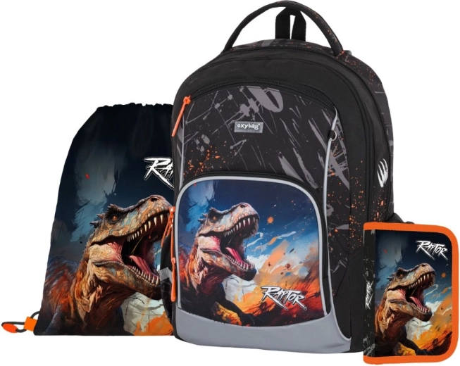Školní set OXY GO Dino 3dílný – batoh, sáček a penál