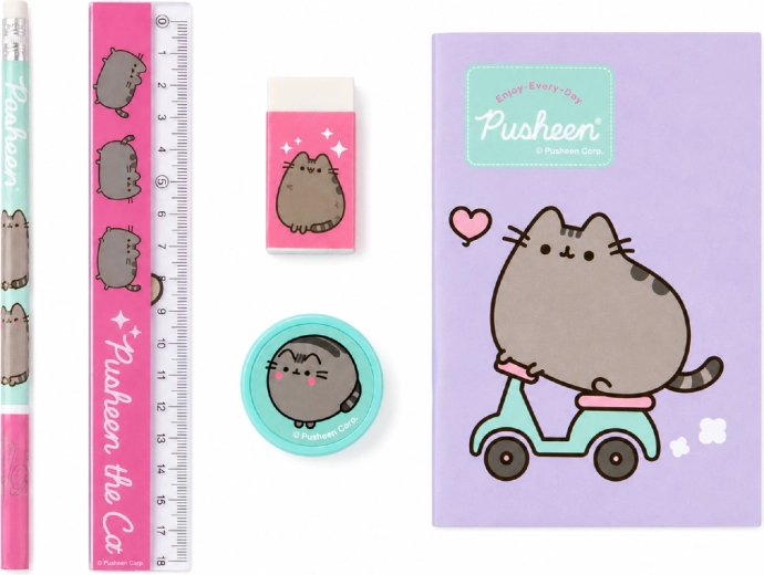 Pětidílná školní sada Pusheen fialová