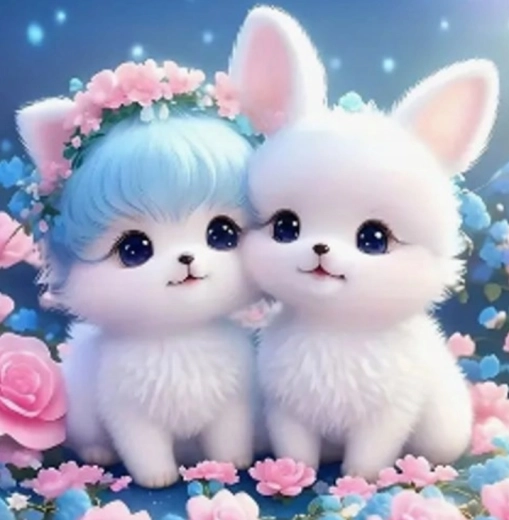 Diamantové malování Kočička s králíčkem 30 × 40 cm