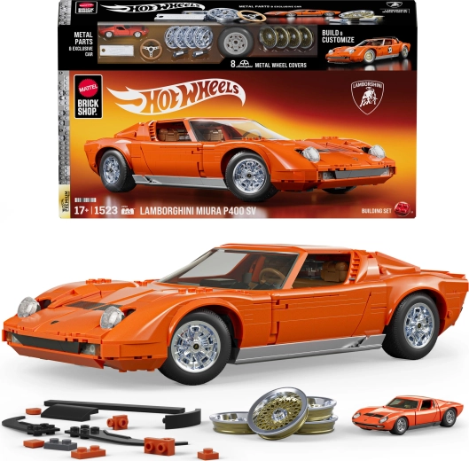Mattel Brick Shop Hot Wheels Speed Series ’71 Lamborghini Miura P400 SV stavebnice 1524 dílků