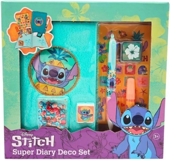 Dekorativní sada se zápisníkem a propiskou Disney Stitch super diary deco set