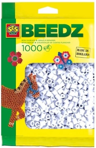 SES Creative zažehlovací korálky bílé 1000 ks