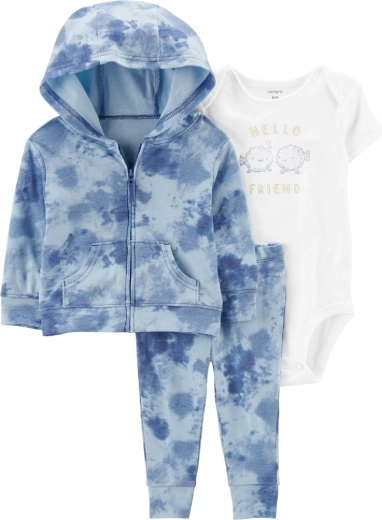 Carter's třídílný set pro dívky Pink ocean – mikina, legíny a body s krátkým rukávem