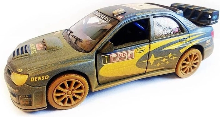 Subaru Impreza WRC 2007 offroad model auta 1:36 s otevíracími dveřmi a pull-back
