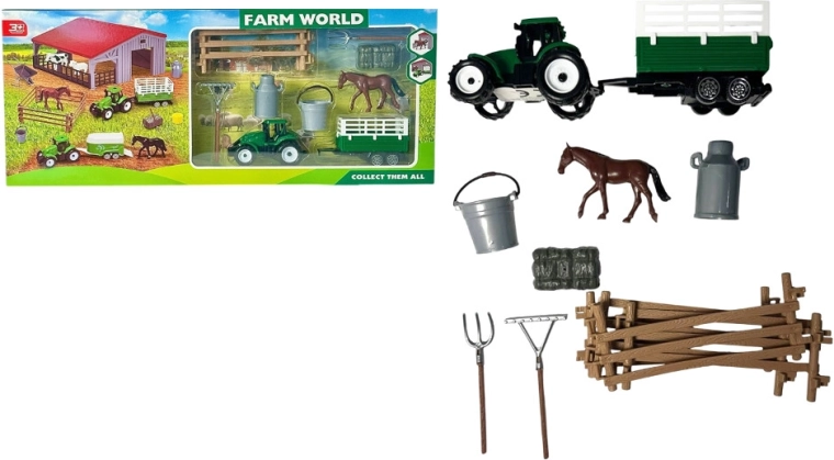 Farmářská sada farma se zvířátky, traktorem a figurkou koně