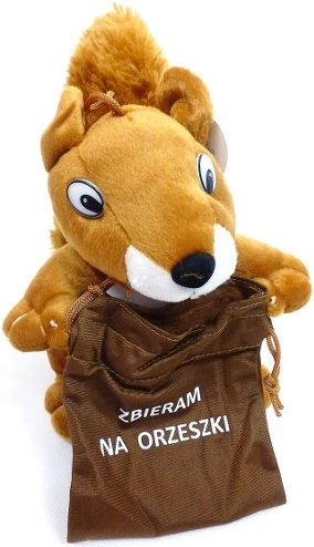 Plyšová veverka s pytlíčkem – roztomilý mazlíček pro děti