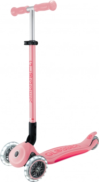 Dětská koloběžka tříkolová globber primo foldable plus lights v2 pastel pink