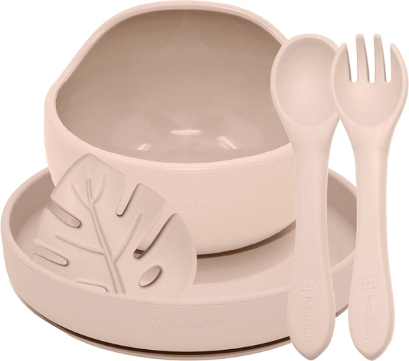 Petite&Mars silikonový jídelní set take&match desert sand 4 ks (6m+)