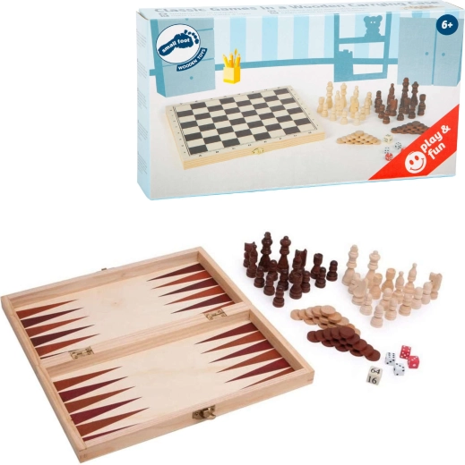 Small Foot klasické hry 3 v 1 v dřevěném kufříku
