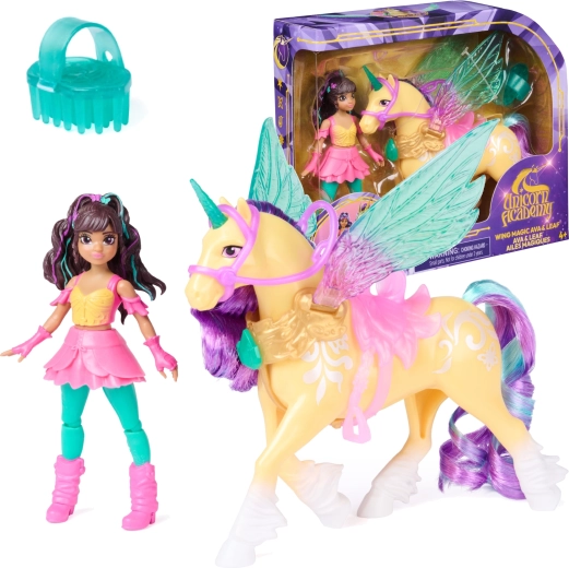 Unicorn Academy magická křídla – panenka Ava a jednorožec Leaf s doplňky