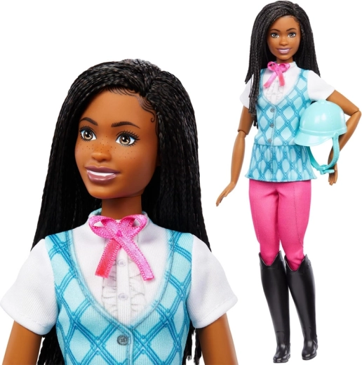 Mattel Barbie Mysteries jezdecká panenka Brooklyn s helmou