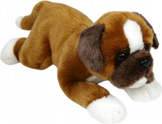 Plyšový pes bokser ležící 30 cm