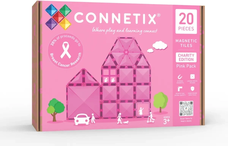 Connetix charitativní růžová sada magnetických dílků – 20 kusů