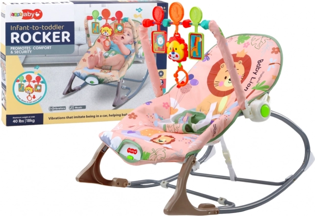 Kolébka pro miminka Růžový Lev s vibracemi a zvukem